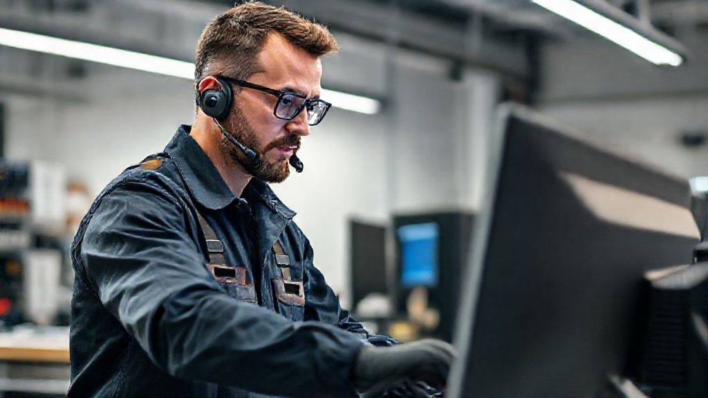 An expert technician from Computer Mechanics performing diagnostics or repair on a desktop computer in a modern workshop setting, emphasizing professional assistance for complex issues, photorealistic 4k